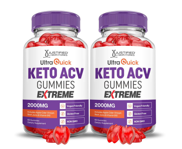 Justified Laboratories (2 Pack Ultra Quick Keto ACV Gummies Extreme 2000MG Ultraquick Keto Gummies A