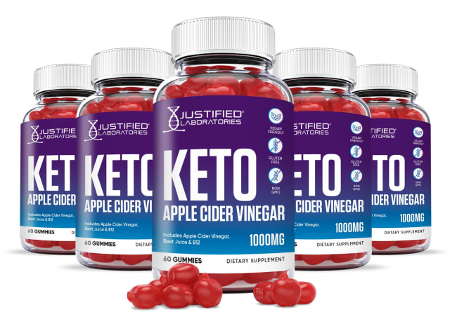 Justified Laboratories (5 Pack) Keto Apple Cider Vinegar Gummies 1000MG with Pomegranate Juice Beet