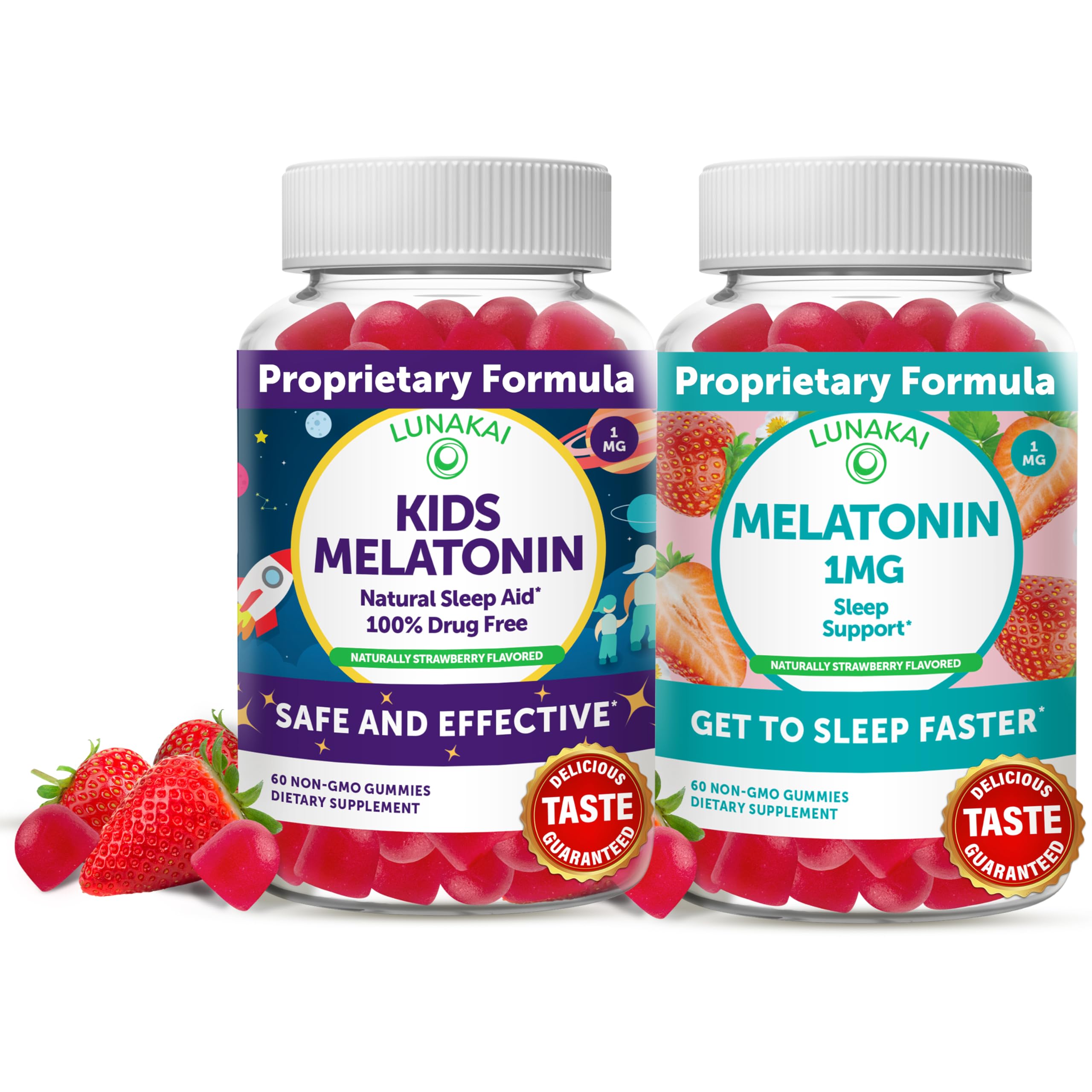 Lunakai Kids Melatonin and Melatonin 1mg Gummies - Tastiest Proprietary Formula - Low Dose Gummy wit