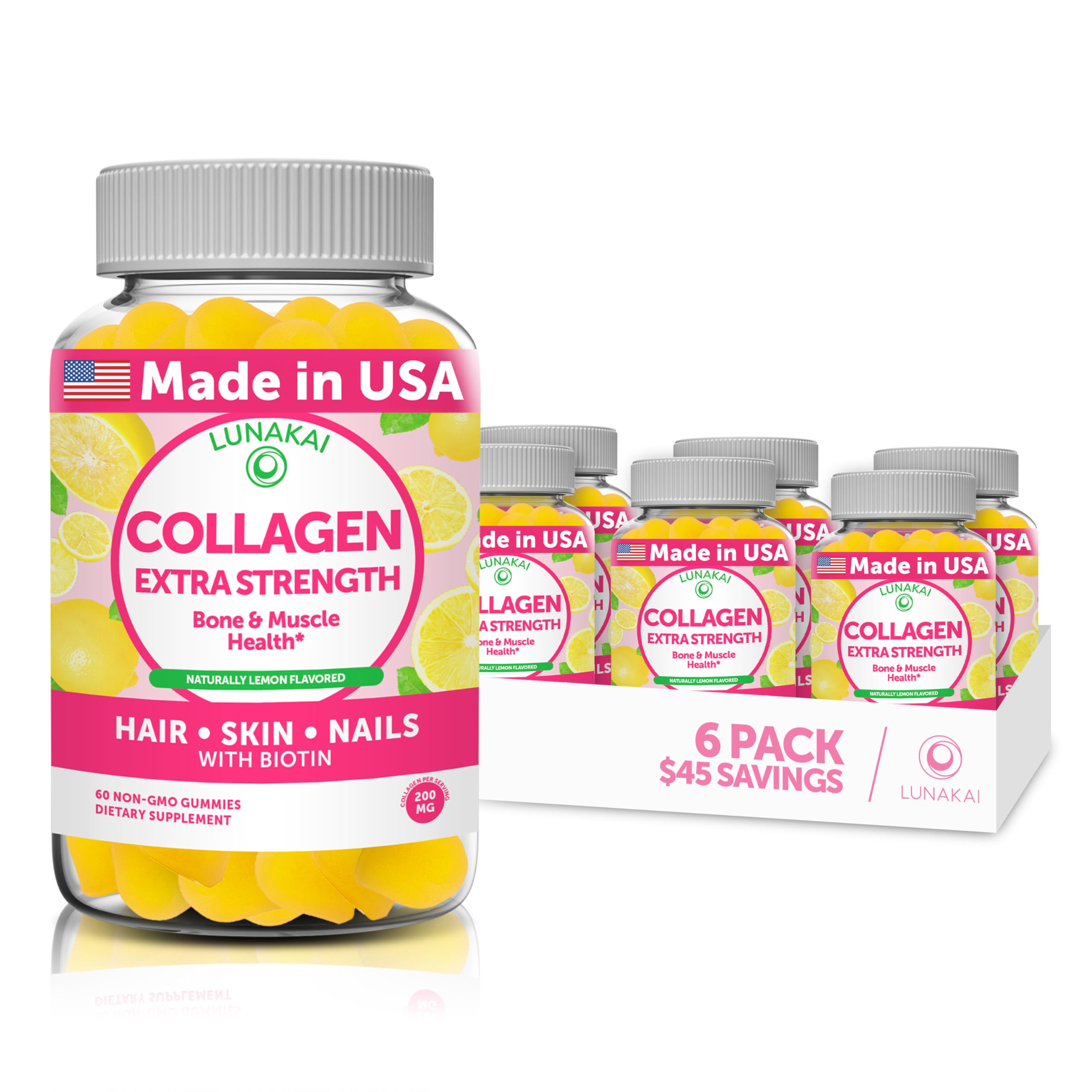 Lunakai Collagen Gummies - Tastiest Proprietary Formula - 200mg Hydrolyzed Collagen Gummies for Wome