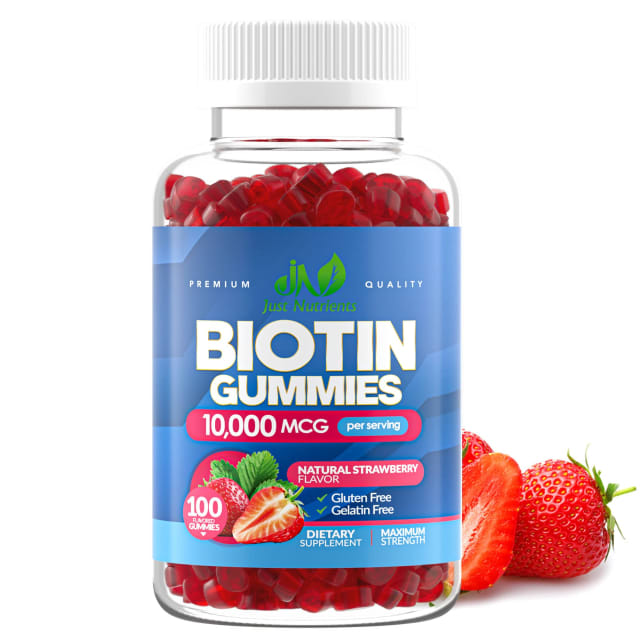 Biotin 10,000mcg Gummies for Hair Growth, Skin & Nails (100 Count) - 2x Maximum Strength Biotin Vita