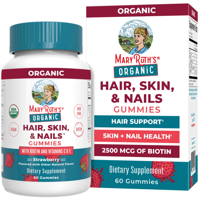 MaryRuth's Hair Skin and Nail Vitamins | USDA Organic | 2500 mcg Biotin Gummies with Vitamin C & Vit
