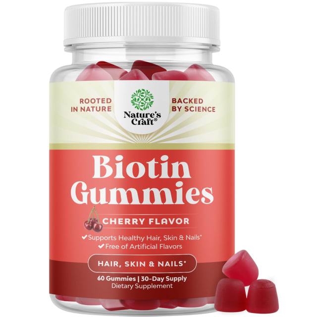 Natural Biotin Gummies for Hair Growth - Biotin Vitamins Hair Skin and Nails Gummies for Women and M