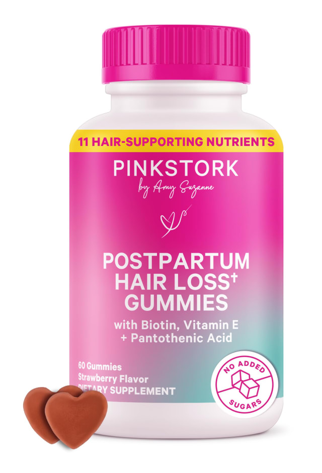 Pink Stork Postpartum Hair Loss Gummies | Biotin, Pantothenic Acid, Vitamin E, B6, B12 | Postnatal H